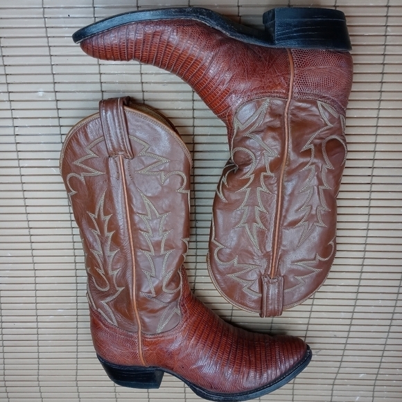 Tony Lama Gold Lable women's exotic pecan brown Teju lizzard Western boots. Sz 6 - Picture 8 of 11